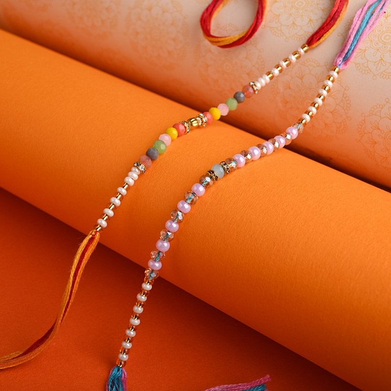 Order Exquisite Beads Rakhi Duo Online - Full Rakhi View