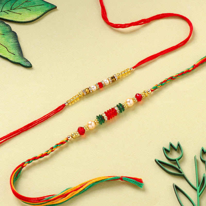 Exquisite Crystal Bead Rakhi Duo