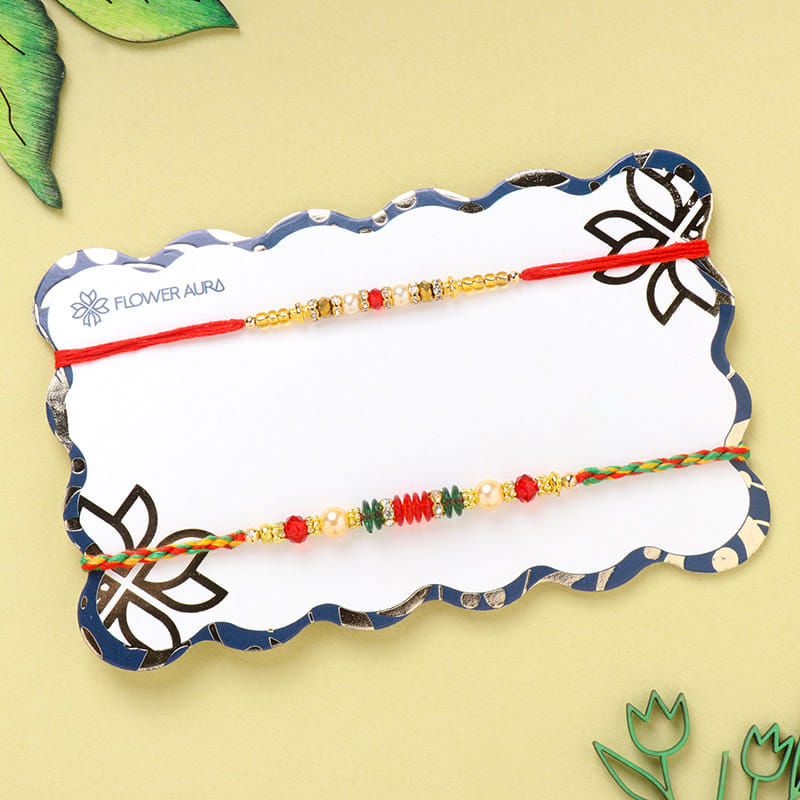 Exquisite Crystal Bead Rakhi Duo