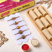 Designer Rakhi Set N Kaju Roll Combo