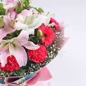 Premium Mixed Flower Bouquet of White Lilies & Pink Carnations (Top)