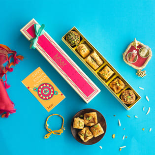 Exquisite Flower Rakhi With Delectable Baklava Delights