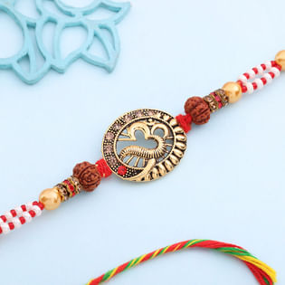 Exquisite N Antique Charm Om Rudraksha N Pearl Rakhi