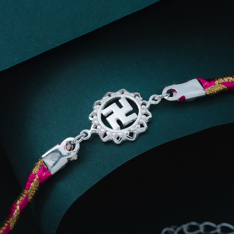 Spiritual 925 Silver Swastik Rakhi