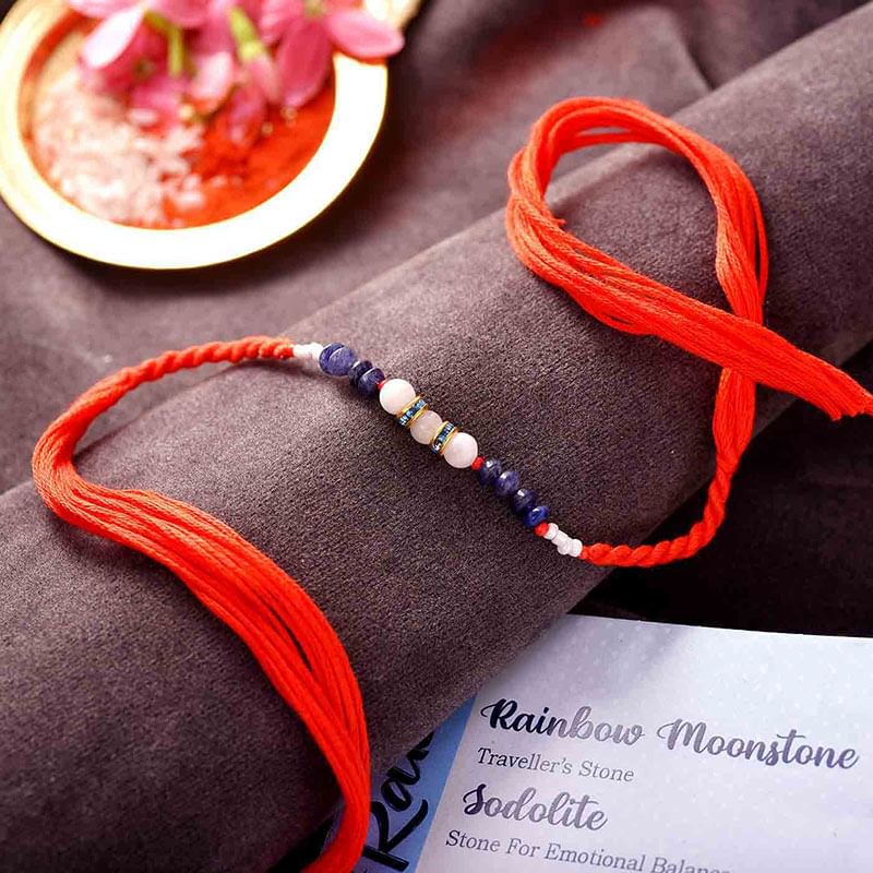 Exquisite Sodolite N Rainbow Moonstone Rakhi