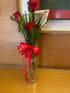 Red Rose Trio N Glass Vase