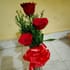 Red Rose Trio N Glass Vase