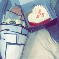 Heart Shaped Red Velvet Happy Anniversary Cake