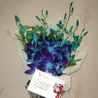 Blue 6 Orchid Jute Bouquet