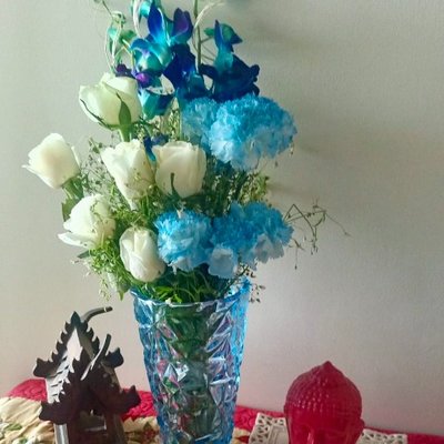 Tranquil Blue Blossom Vase