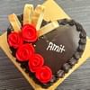 Chocolate Heart Delight with Red Roses