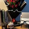 Red Rose Bouquet With Red Velvet N Choco Jar Cake