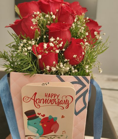 Anniversary Red Roses With A Pop Of Love