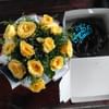 Sunny Roses With Cake Combo