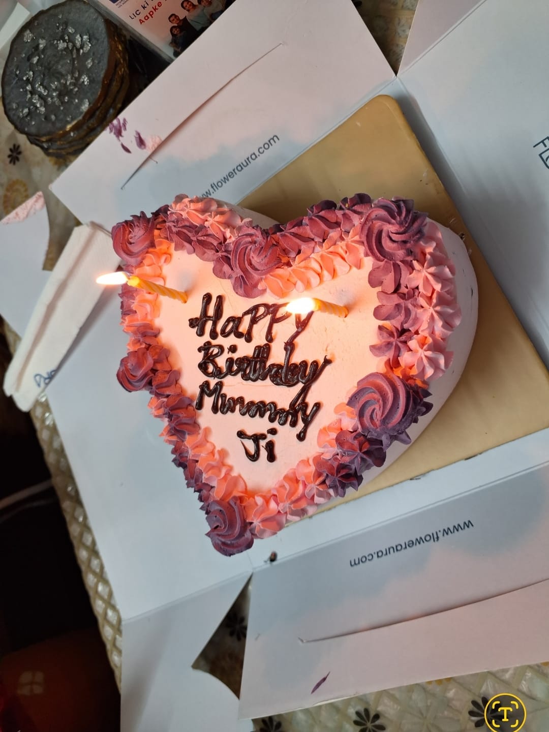 Floral Heart Pink Choco Cake