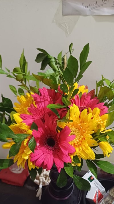 Radiant Pink And Yellow Gerbera Bouquet