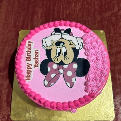 Pink Playful Minnie Mouse Theme Cake
