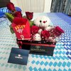 Roses With Teddy Bear N Chocolates In Box