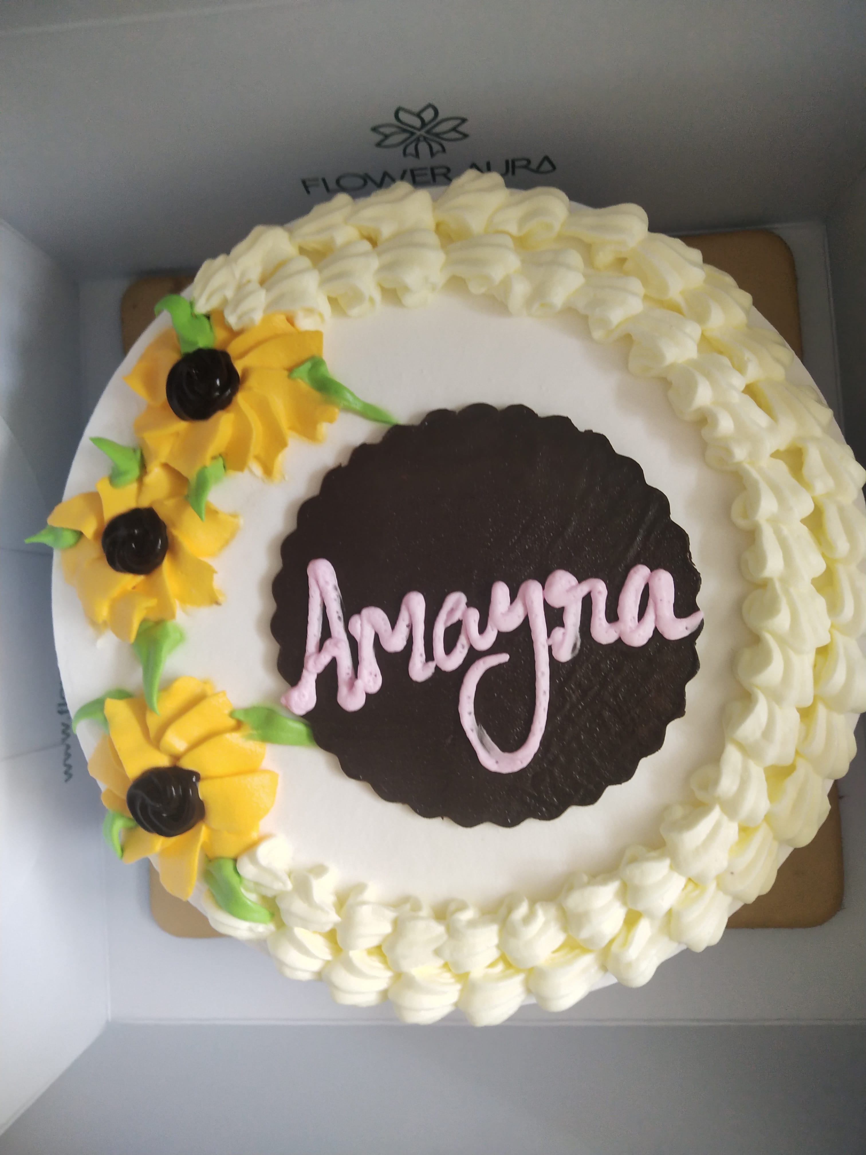 Daughters Day Butterscotch Cake with Sunflowers