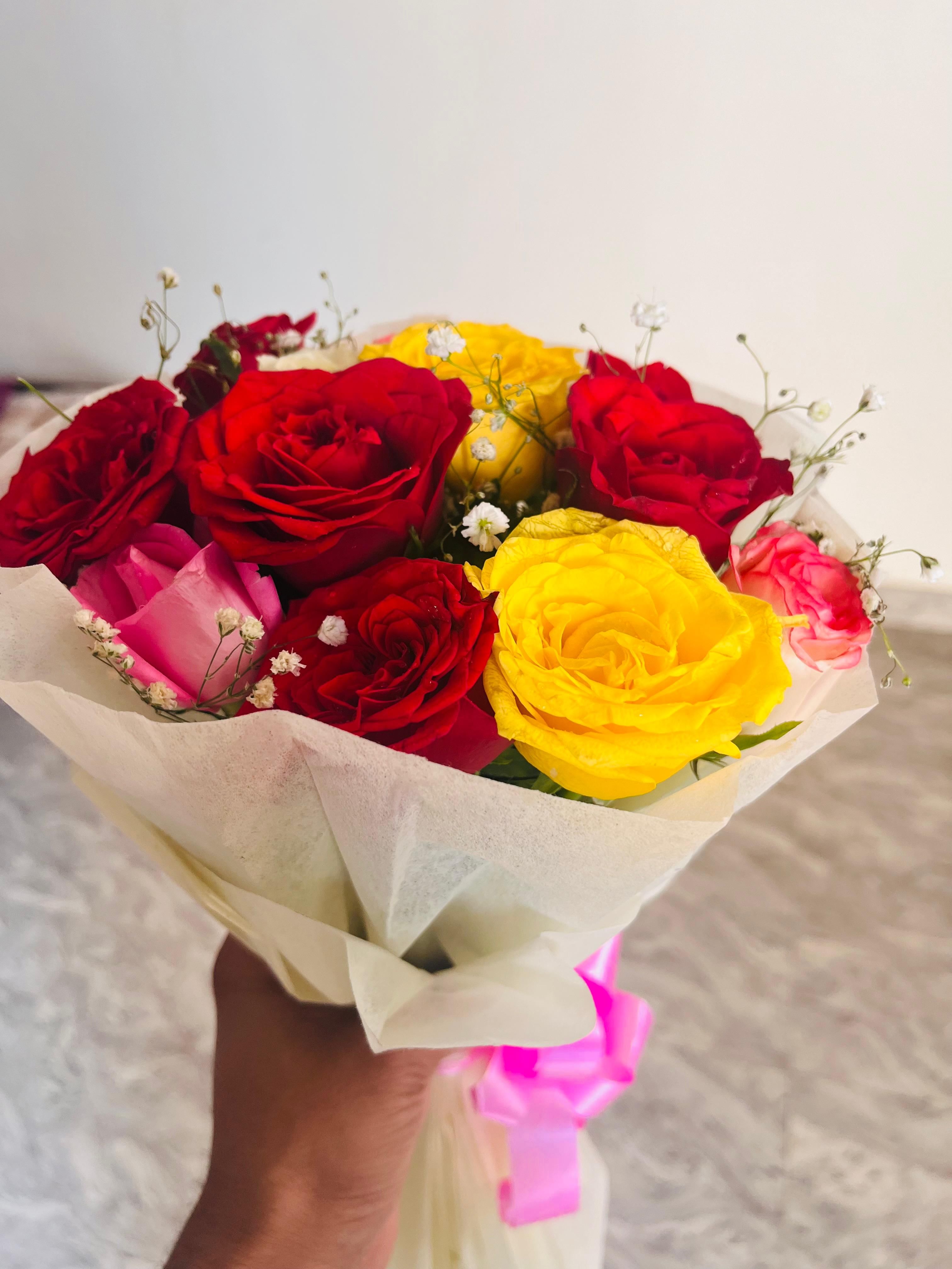 Rainbow Love - Mixed Roses and Chocolates