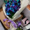 Blue Orchids Bouquet N Choco Cake