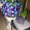 Blue Orchids Bouquet N Choco Cake