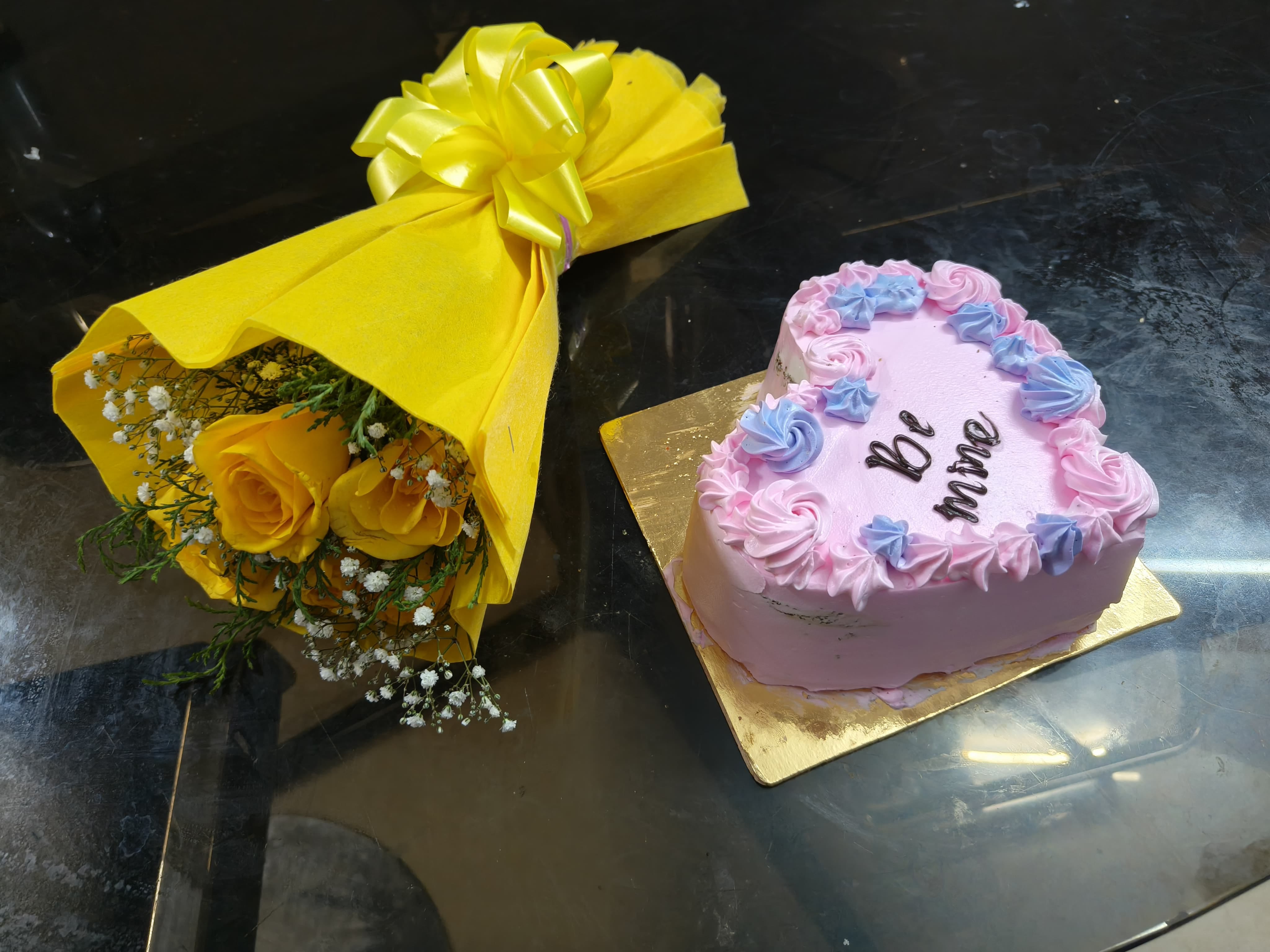 Floral Heart Pink Choco Cake