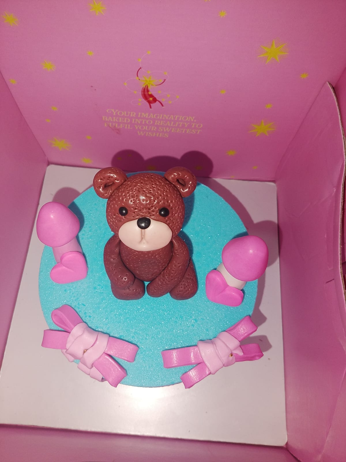 Love Ribbon Teddy Day Cake