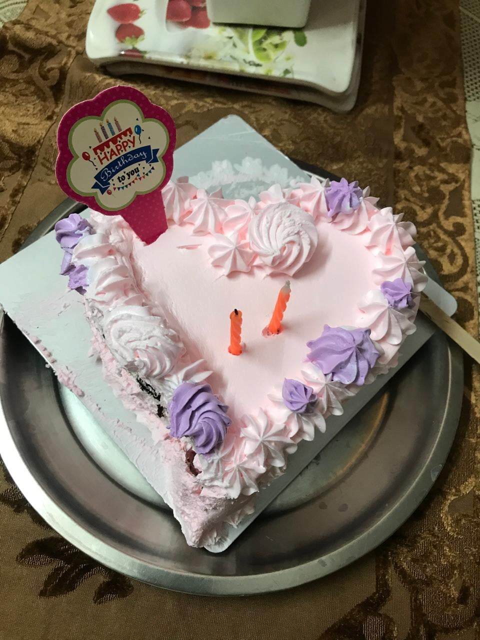 Floral Heart Pink Choco Cake
