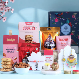 Family Rakhi Set N Delightful Treats Hamper