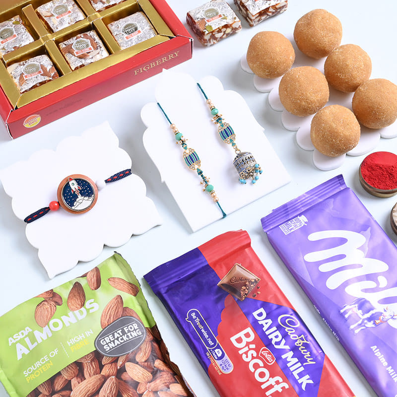 Family Rakhi Set With Nuts N Sweets-UK