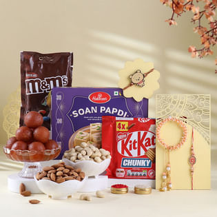 Family Rakhi Trio With Sweets N Nuts-France