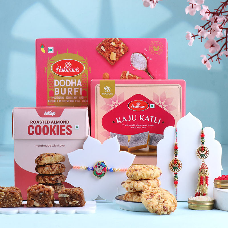 Family Rakhis N Sweet Delights Hamper
