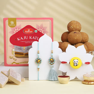 Family Rakhis With Besan Ladoo N Kaju Katli