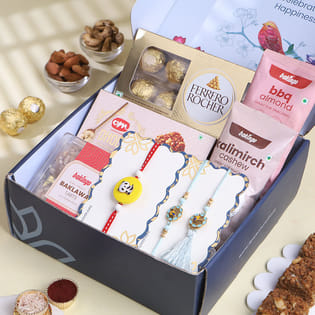 Family Rakhis With Sweets N Nuts Hamper