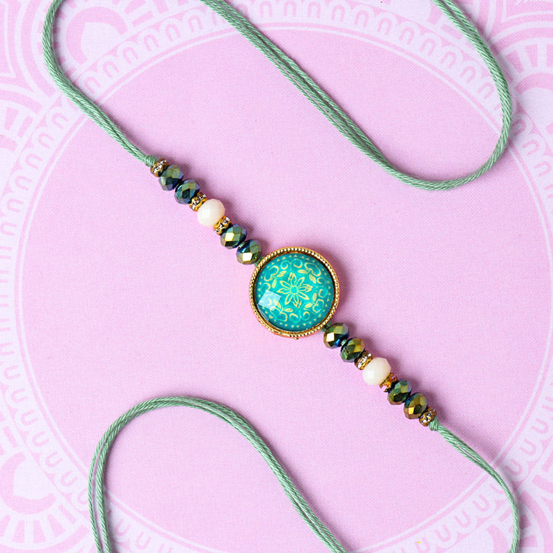 Fancy Blue Beads Rakhi - Designer Rakhi