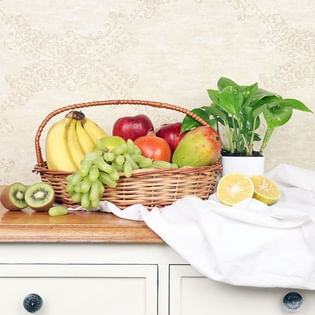 Fancy Fruit Basket N Plant Combo