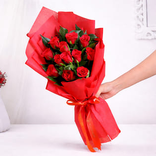 Forever 12 Red Rose Bunch