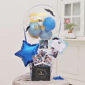 Father Day Photo Balloon Bouquet: Golden and blue balloon bouquet