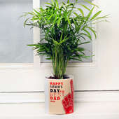 Chamaedorea Plant in Happy Fathers Day Printed Vase 