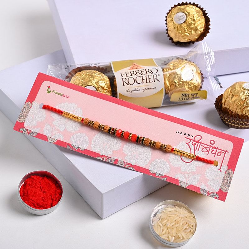 Ferrero Rocher With Beaded Rakhi