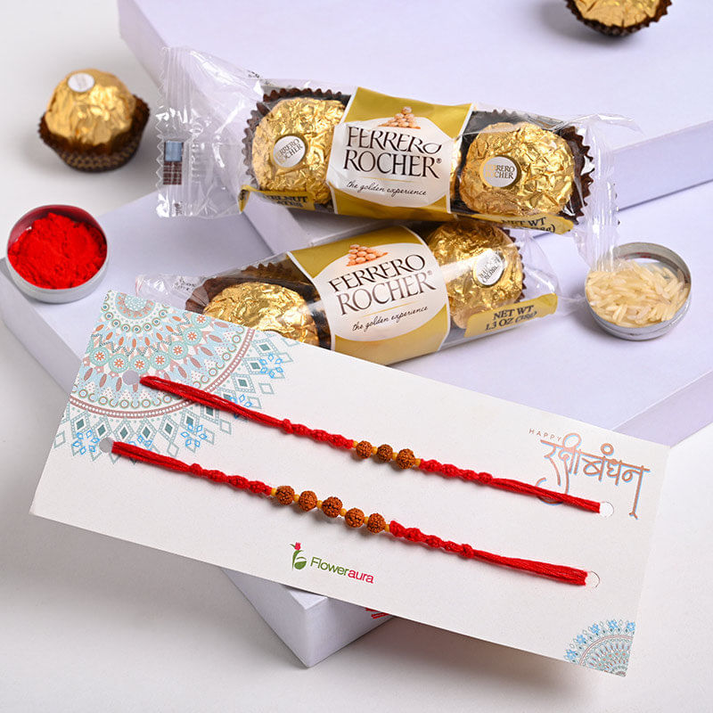 Ferrero Rocher With Rudraksh Beads Rakhis