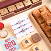 Festive Beaded Rakhi Trio With Sweets