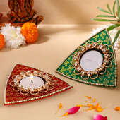 Festive Brocade Diya Set