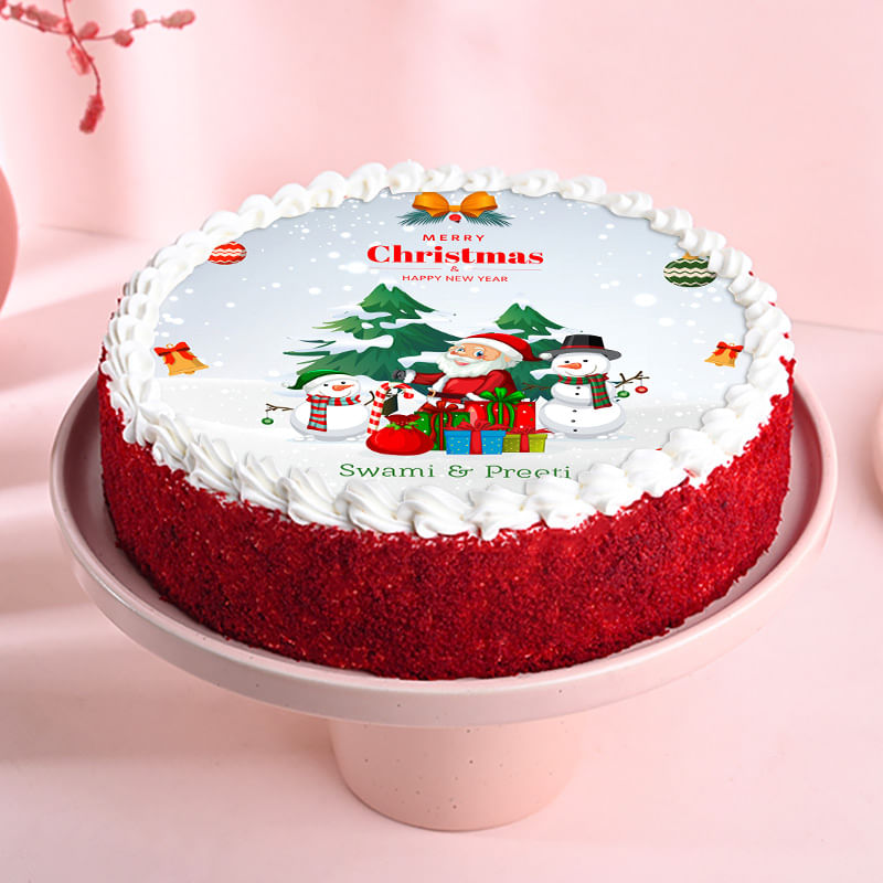 Festive Christmas N New Year Photo Cake