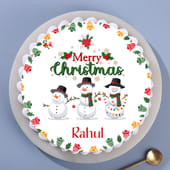 Merry Christmas Snowmen Photo Cake