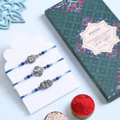Festive Designer Rakhi Trio With Kunafa Chocolate