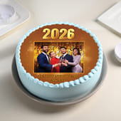 Festive Joy New Year Photo Cake