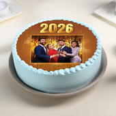 Festive Joy New Year Photo Cake