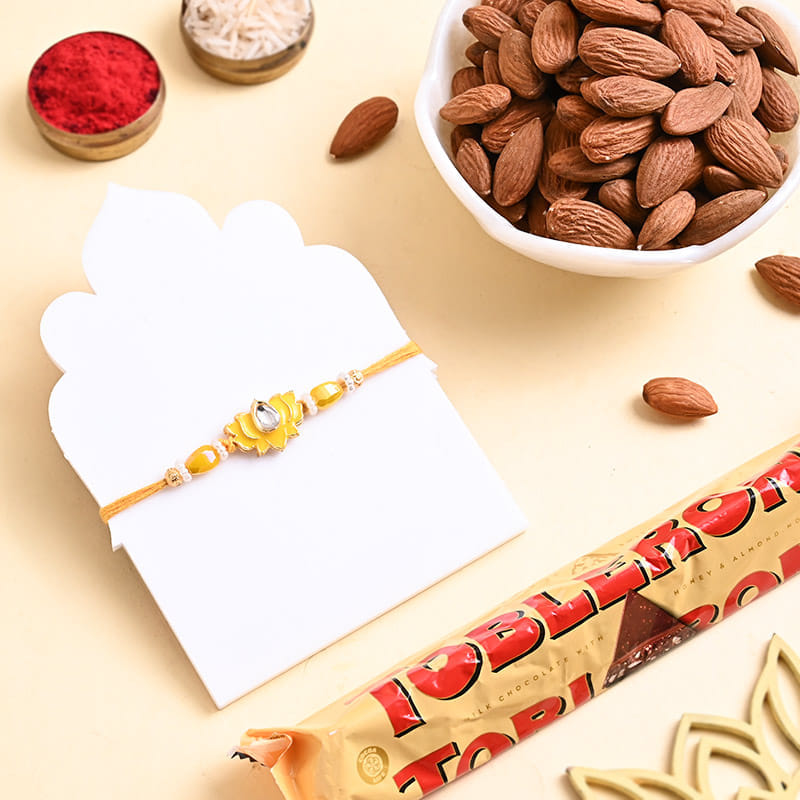 Festive Lotus Rakhi With Almonds N Chocolate